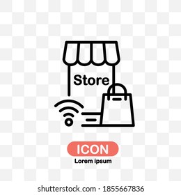Tienda en línea, vector de icono de tienda web aislado en fondo blanco.
