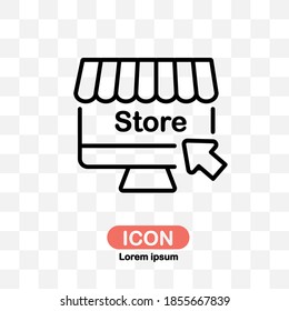 Tienda en línea, vector de icono de tienda web aislado en fondo blanco.