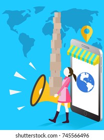Online Store Website Banner. Internet market, online home shopping and e-commerce concept.