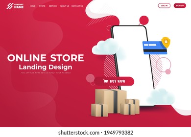 Online Store Website Landing Page Design Vector