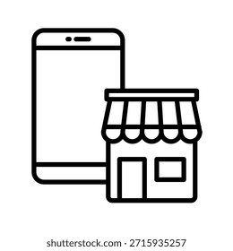 Online Storefront Outline Icon Vector Illustration