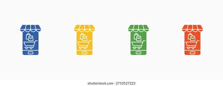 Elemento de Colección de estilo de color múltiple Store-Icon en línea para diseño