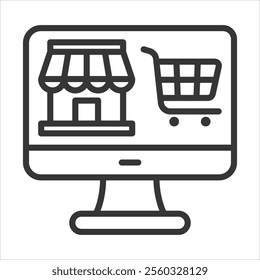 Online Stores Outline Icon Vector Illustration