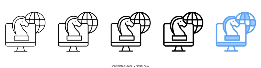 Conjunto de Colección de contorno de estilo diferente de icono de estrategia en línea