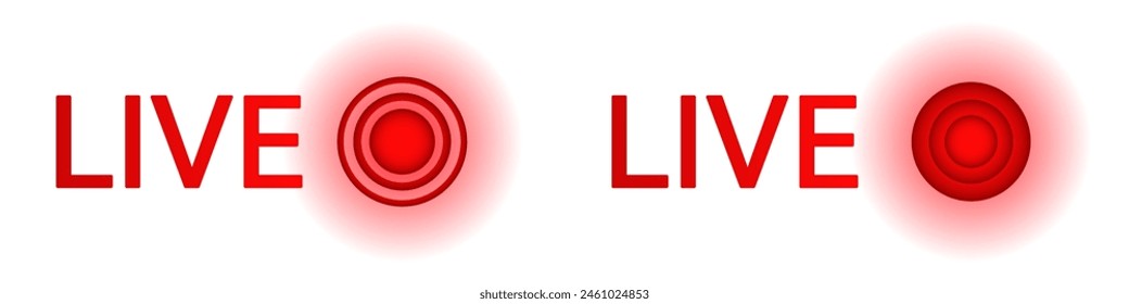 Online stream broadcast icon. Live video logo in red.