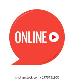 Online Stream. Red symbol of direct speech and direct speech, speech, online speech. Vector illustration.