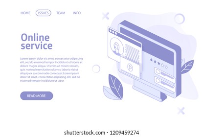 online stream or video hosting service landing isometric vector illustration concept