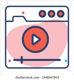 icono de línea plana de streaming en línea moderna