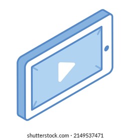 Online streaming, an isometric icon of mobile video 

