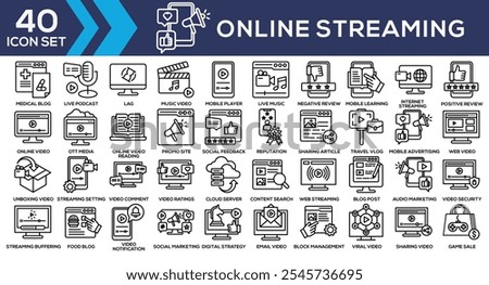 Online Streaming Line Icon Collection