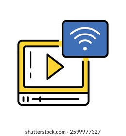 Online Streaming vector filled outline icon. EPS 10 file
