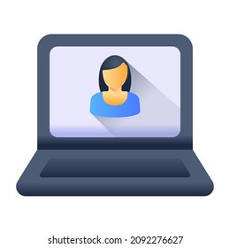 Icono plano del estudiante en línea es fácil de usar y descargar 