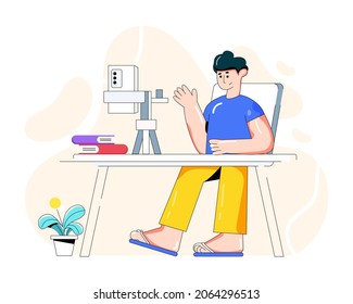 An online student flat illustration, online lecture