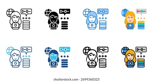 Conjunto de iconos de estudiante en línea colección de estilo múltiple 
