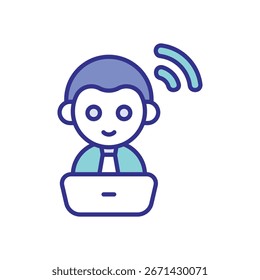 Icono de estudiante en línea Vector ilustración de stock