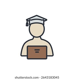 online student icons isolated on White Background. Flat style design