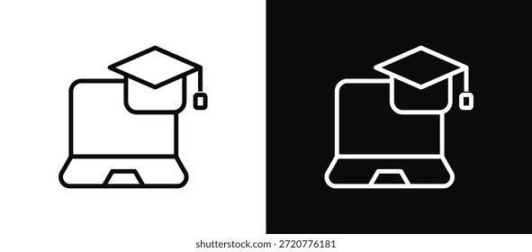 Online Studies Icon Set Black And White