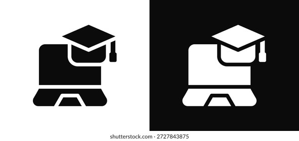 Online Studies Icon Set Black And White