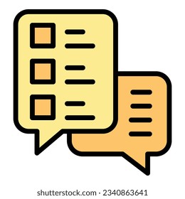 Online study chat icon outline vector. Digital student. Internet homework color flat