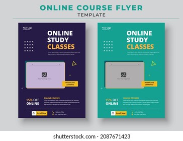 Online Study Classes Flyers, Course Flyer Template, Online Class Flyers, Education Flyer, Online Course Flyers And Poster