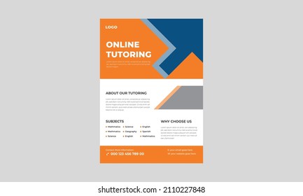 Online Study Classes Flyers, Online Tutors Flyer Template, Course Flyer Template, Education Flyer, Online Course Flyers And Poster, Back To School. Education, Online Learning.
