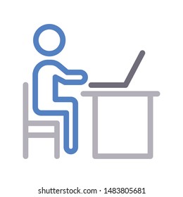 online study colour line vector icon