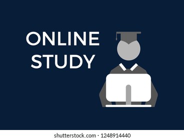Online study concept design, Vector illustration EPS 10 graphic. Icon. Internet for learning purposes