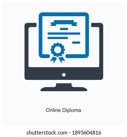 Online study or diploma E learning icon concept