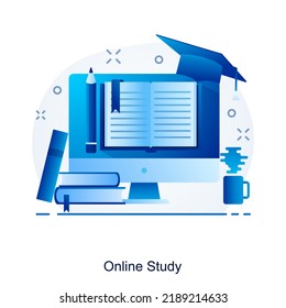 Online Study And Education Icon Concept