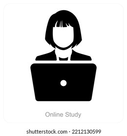 Online Study and education icon concept