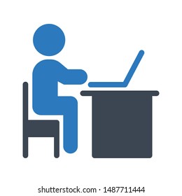 online study glyph colour vector icon