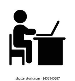 online study glyph flat vector icon