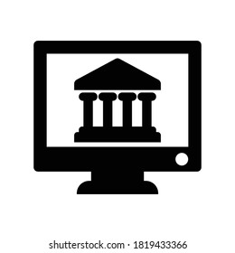 icono de estudio en línea.home,computadora (ilustración vectorial)