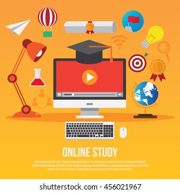 online study. internet learning. self education. business design concept.