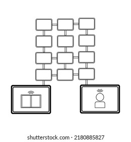 Online study sign. Online school and textbook and student