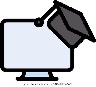 online study vector line colour icon