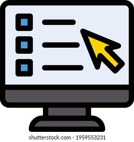 online study vector line colour icon