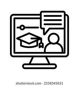 Online Study Vector Lineal Icon on white background.