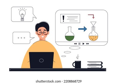Online studying, online courses, education business and self development concept. Vector illustration.