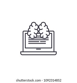 Online studying linear icon concept. Online studying line vector sign, symbol, illustration.