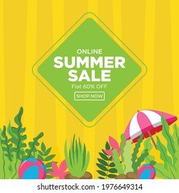 Online summer sale banner design.