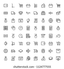 Online supermarket flat icon set. Single high quality outline symbol of info for web design or mobile app. Thin line signs for design logo, visit card, etc. Outline logo of graphic online supermarket