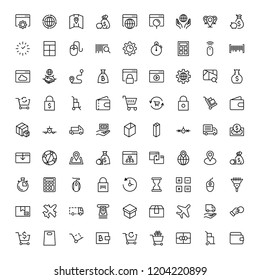 Online supermarket flat icon set. Single high quality outline symbol of info for web design or mobile app. Thin line signs for design logo, visit card, etc. Outline logo of graphic online supermarket