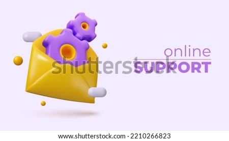 Online IT support banner in 3d style. Vector customer service design. Technical assistance concept.