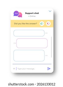 Online support bot chat window for website and mobile application isolated on white background. Social communication chatting. Group text messaging app. Vector 10 eps