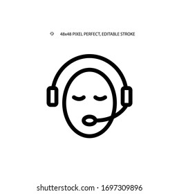 Online-Support, Call-Center, Hilfe Linie einfache Linie Symbol Vektorillustration Illustration. Bearbeitbarer Strich. 48x48 Pixel perfekt.