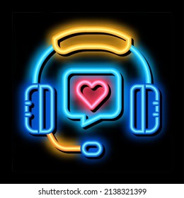 online support call center neon light sign vector. Glowing bright icon online support call center sign. transparent symbol illustration