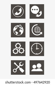 online support or call center related icons image