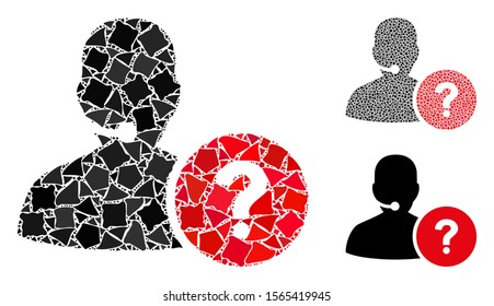 Online support composition of rough parts in different sizes and color hues, based on online support icon. Vector bumpy parts are combined into illustration.