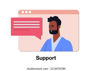 Online support concept. Colorful flat vector illustration
